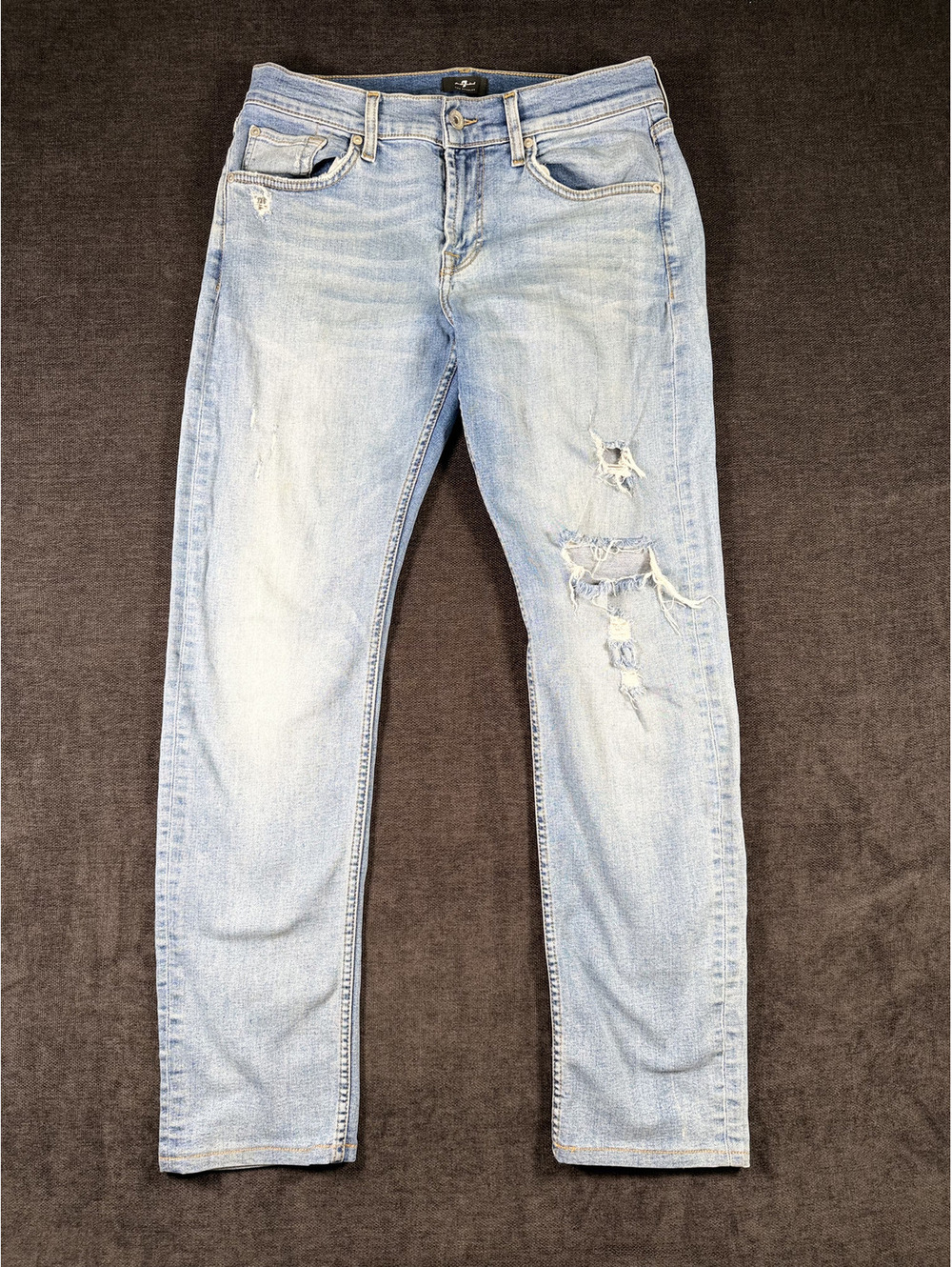 7 For All Mankind Light Blue Distressed Skinny Jeans Size 31